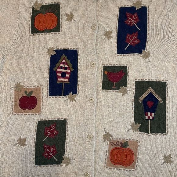 Croft & Barrow Fall Patchwork Button Down Cardigan Size XL - Picture 3 of 7